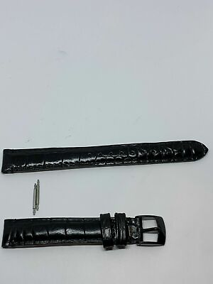 #ad Emporio Armani Authentic 14mm all black genuine leather watch Band with pins L70 $14.99