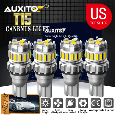 #ad 4X AUXITO Canbus 912 921 T15 W16W White LED Bulb For Car Backup Reverse Light $12.82