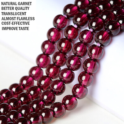 #ad Natural High Quality Garnet Round Beads Red Gemstone Loose Beads For Jewelry Mak $5.90