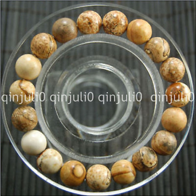 #ad 10mm beautiful Natural Brazil Picture stone gems Round Beads bracelet 7.5quot; GBP 2.99
