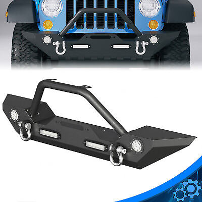 #ad For 07 22 Jeep Wrangler JK JL Gladiator JT Front Bumper w LED Lights Winch Plate $174.15