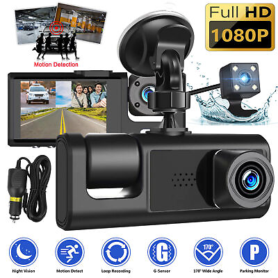 #ad HD1080P Dual Lens Dash Cam Car DVR Rearview Mirror Night Vision Recorder Kit $43.98