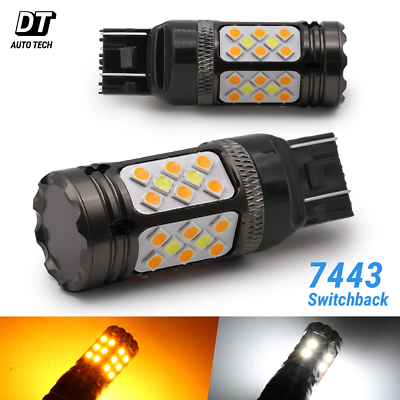 #ad Syneticusa 7443 LED All in one CANBus Switchback DRL Turn Signal Light Bulbs $26.99
