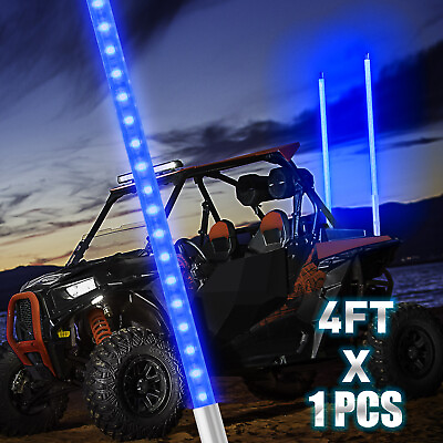 #ad 4ft LED Lighted Antenna Whip w Flag Pole Blue for ATV Polaris RZR Jeep Buggy US $34.99