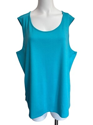 #ad Drapers amp; Damons Essential Tank Top Womens Plus Size 2X Light Blue Scoop Neck $15.00