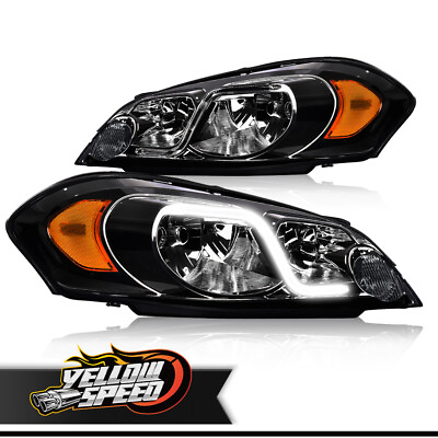 #ad Fit For 2006 2016 Chevy Impala Limited Headlight W LED DRL Smoked Housing $91.80