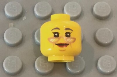 #ad LEGO One Female Minifig Head 2 Sided With Glasse One Side Happy One Scared $2.85