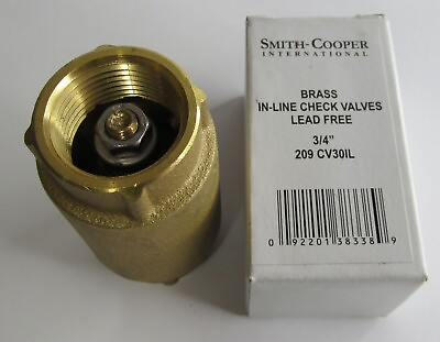 #ad NEW SMITH COOPER LEAD FREE INLINE BRASS SPRING CHECK VALVE 3 4quot; THREADED 200 PSI $17.00