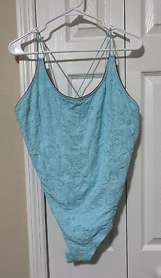 #ad Fabletics Seamless Lace Bodysuit NWT 2X Crystal Wave $29.00
