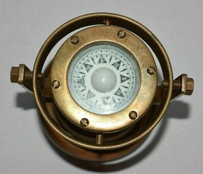 #ad Nautical vintage brass gimbal compass ship#x27;s binnacle gimballed compass $24.92