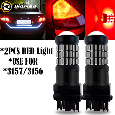 #ad 2x RED 3157 3156 LED DRL Switchback Turn Signal Light Bulbs 4157na 3457a $12.98