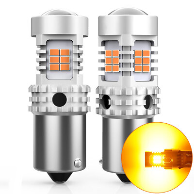 #ad AUXITO 2xBA15S LED 1156 Turn Signal Light Bulb Amber Error Free Anti Hyper Flash $18.99