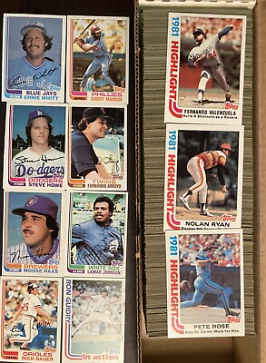 #ad TOPPS BASEBALL 1982 653 CARDS NEAR MINT CONDITION $187.00