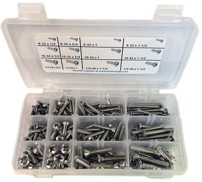 #ad Type 316 Stainless Steel Phillips Drive Oval Head Machine Screw Assortment Kit $39.95