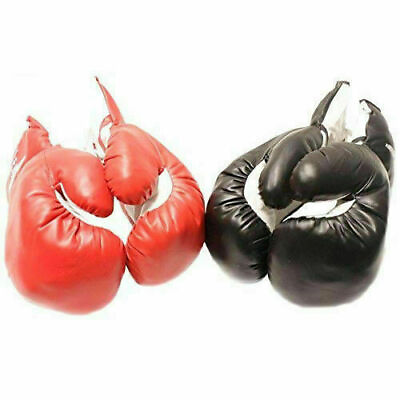 #ad 2 PAIRS BOXING PRACTICE TRAINING GLOVES Sparring Faux Leather Red Black $17.99