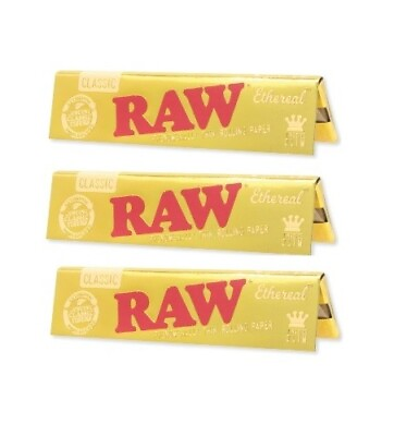 #ad THREE PACKS of RAW ETHEREAL KING SIZE Rolling Papers Designed Phenomenally Thin $12.88