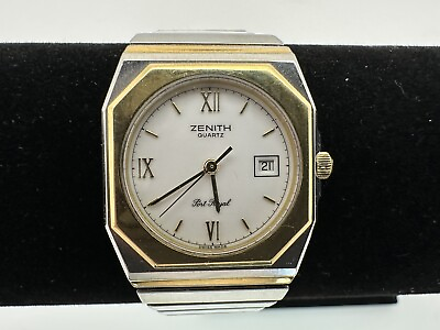 #ad Rare 1980s Zenith Port Royal wrist watch stainless and 14k gold bezel $1149.00