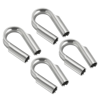 #ad 4pcs 1 4quot; 6mm Wire Rope Tube Thimble 304 Stainless Steel Rope Thimbles Silver $10.89