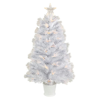 #ad Northlight 3#x27; White Fiber Optic Artificial Christmas Tree Warm White Lights $107.49