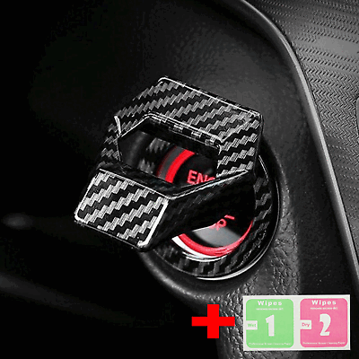 #ad Carbon Car Fiber Engine Start Stop Push Button Switch Cover Trim Accessories $6.98