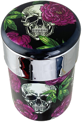 #ad Portable Car Travel Cigarette Cylinder Skull Ashtray Holder Cup LED Light $10.99