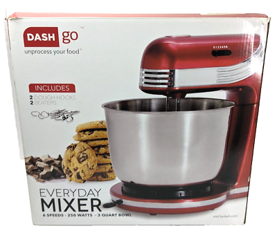 #ad DASH go Everyday Mixer Metallic Red 3 quart Electric Stand Mixer Model DCSM250 $24.95