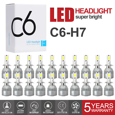 #ad Lots 10Pairs H7 100W 32000LM LED Headlight Kit High Low Light Bulb 6000K White $59.99