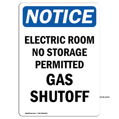 #ad Electric Room No Storage Permitted OSHA Notice Sign Metal Plastic Decal $40.99