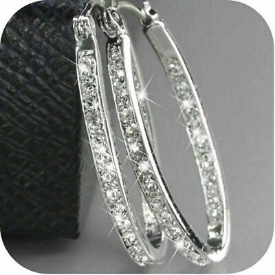 #ad Fashion Women 925 Silver Cubic Zirconia Hoop Earrings Jewelry Party Gifts A Pair C $2.78