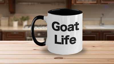 #ad Goat Life Mug White Two Tone Coffee Cup Crazy Lady Farmer Pygmy Farm Animal Pet $23.79
