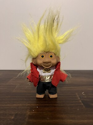 #ad Vintage Russ Troll Doll Tuxedo Yellow Hair Gold And White Red Jacket $8.99