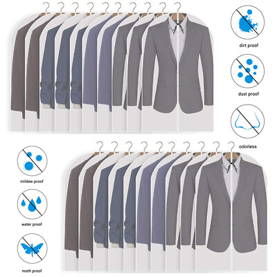 #ad 20 40Pcs Clear Hanging Garment Bags Storage Travel Suit Bag Dress Shirt 40 Inch $85.99