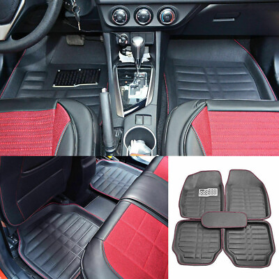 Auto Floor Mats for Leather Liners Black Heavy Duty All Weather for Car 5pcs Set $38.99