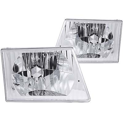 #ad ANZO Crystal Euro Headlights Set for 1992 06 Ford Econoline Chrome Clear 111026 $172.92