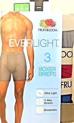 #ad Fruit of the LOOM Men#x27;s Boxer Briefs 3 Pk Everlight Ultra Light Size Small 28 30 $5.76