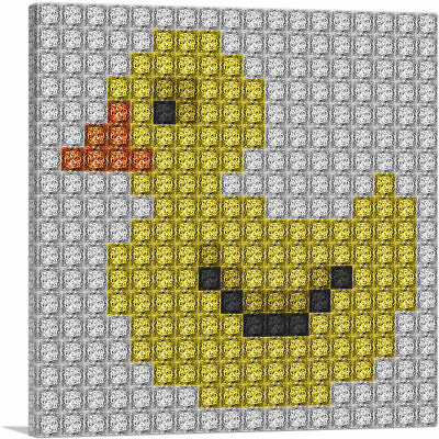 #ad ARTCANVAS Yellow Duck Emoticon Jewel Pixel Bathroom Canvas Art Print $169.99
