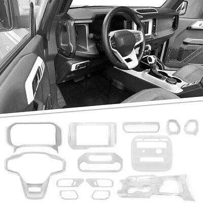 #ad 13x Interior Decoration Panel Cover Trim Bezels For Ford Bronco 2021 2023 White $226.99