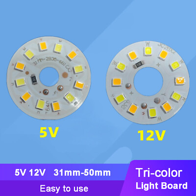 #ad 2pcs 5V 12V SMD Led Chip Tri color Lamp Light Board Bulb Round Light Source $2.29