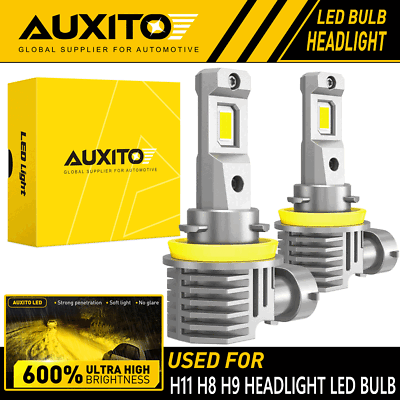 #ad AUXITO H11 H8 LED Headlight Fog Light Bulbs Kit YELLOW GOLDEN High Low Beam EA $26.59