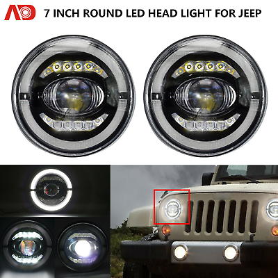 #ad Pair 7inch LED Headlight DRL For Jeep WranglerJK TJ 97 15 Land Rover Defender VW $257.39