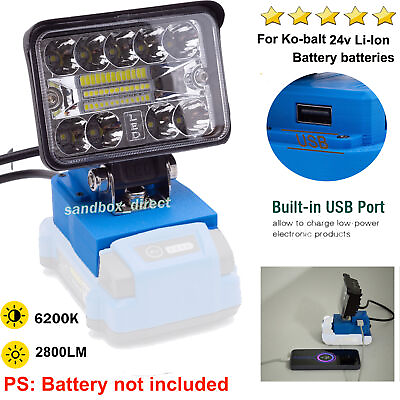#ad 1x LED Work Light Works For Ko balt 24v Li Ion Battery 2800LM w FAST USB PORT $25.47