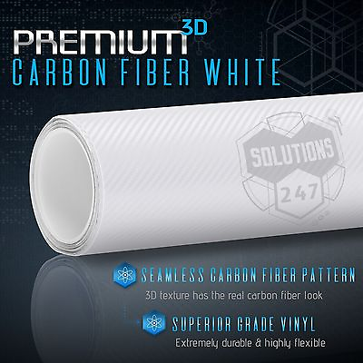 #ad 3D White Carbon Fiber Matte Vinyl Wrap Air Bubble Free 60quot; x 120quot; In 5FT x 10FT $49.95
