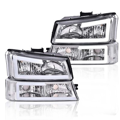 FOR 03 07 CHEVY SILVERADO AVALANCHE LED DRL HEADLIGHT BUMPER LAMPS CHROME CLEAR $89.99