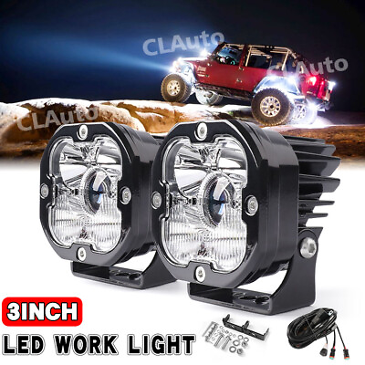 #ad 2x Laser 3INCH LED Work Light White Cube Pods Combo Beam Offroad For Chevy Jeep $94.98