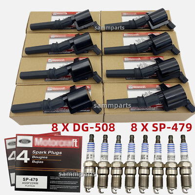 #ad 8X Ignition Coil DG508 Spark Plug SP479 Fits For Ford F150 4.6L 5.4L Motorcraft $139.00