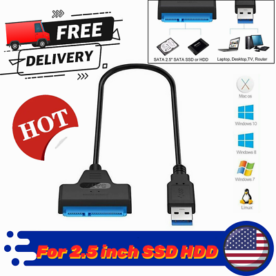 #ad USB 3.0 to SATA Adapter Cable for 2.5 inch HDD SSD Data Transfer Converter UASP $4.59