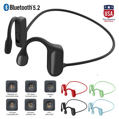 Bluetooth 5.2 Bone Conduction Headset Wireless Outdoor Sport Open Ear Headphones $11.78