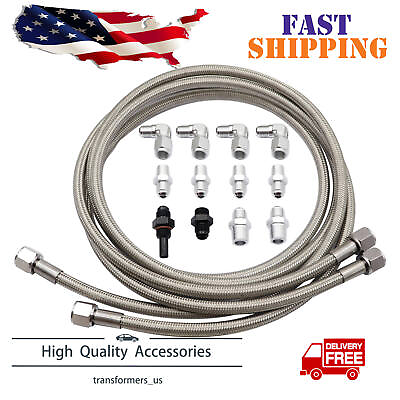 #ad Flexible SS Braided Transmission Cooler Hose Line For GM Chevy 1996 amp;Newer 4L80E $129.59