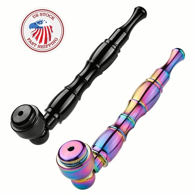 #ad Pack of 2 4.3quot; Metal Detachment Tobacco Smoking Pipes with Caps Hand Pipes $17.99