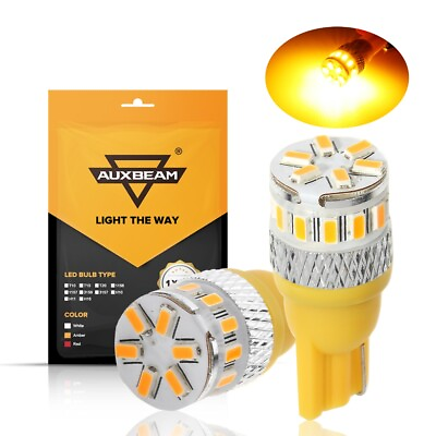 #ad AUXBEAM T10 194 168 2825 W5W LED License Plate Sidemarker Light Bulb 3300K Amber $14.99